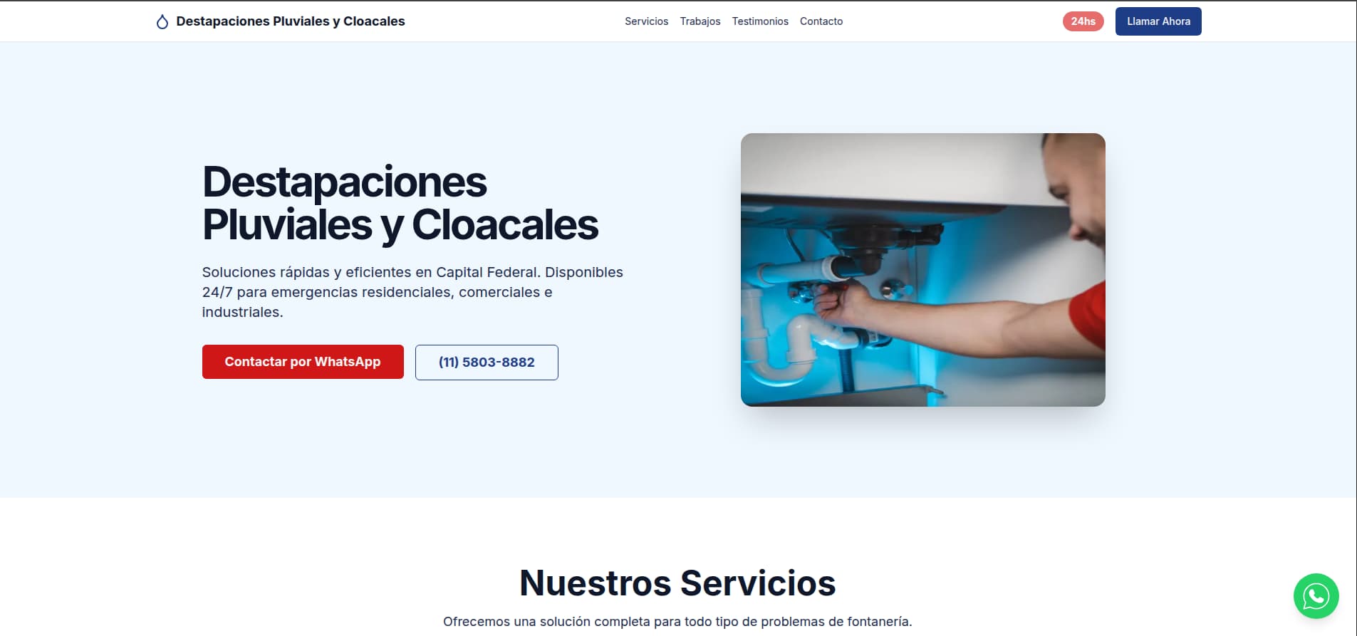 Sitio para Servicios de Plomería